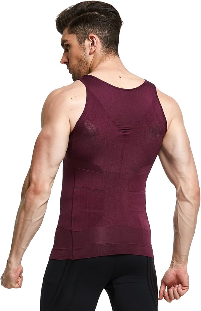 GKVK Mens Slimming Body Shaper Vest Shirt Abs Abdomen Slim