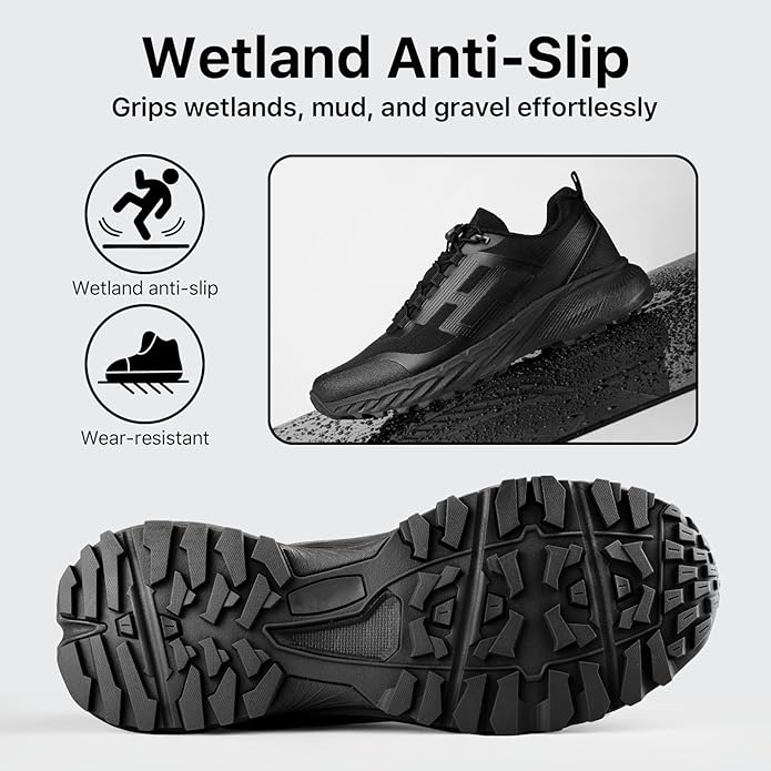 FREE SOLDIER Men's Trail Running Hiking Tactical Shoes - Breathable Lightweight Non-Slip Outdoor Sneakers for Walking Gym Backpacking Athletic Shoes