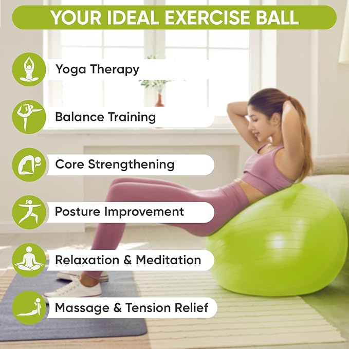 APEXUP Yoga & Pilates Ball - Anti Slip Heavy Duty Gym Ball for Fitness, Balance & Core Workout