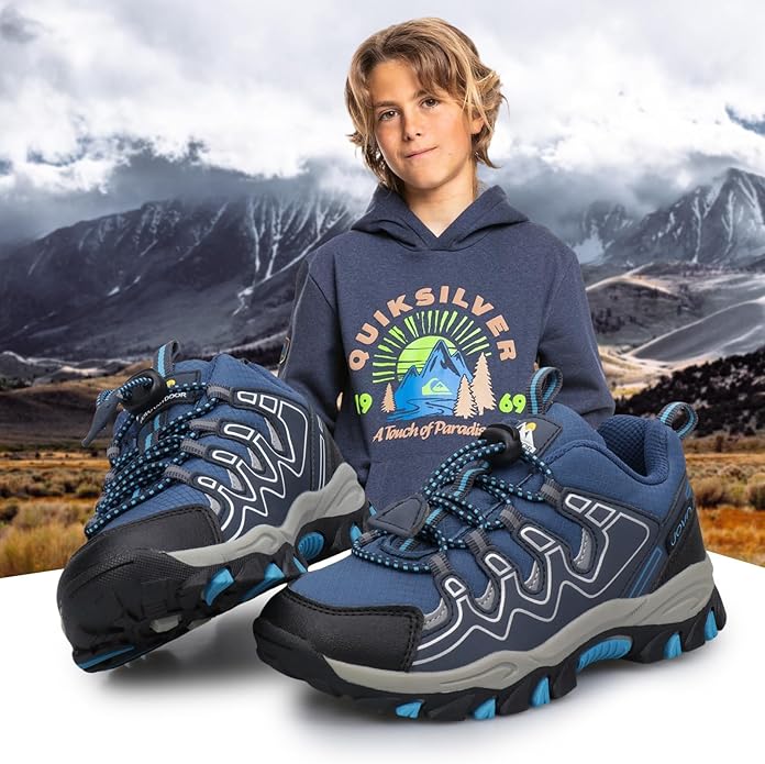 Kids Boys Running Shoes Waterproof Non-Slip Breathable Low-Top Outdoor Hiking Walking Sneakers (Little/Big Kids)