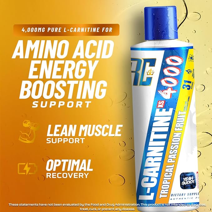 Ronnie Coleman Signature Series L Carnitine XS 4000 Liquid, Stimulant Free, Sugar Free, Zero Carbs, Lean Muscle Strength Support for Men & Women, 16 Oz (16 oz, Tropical Passion Fruit (4000))