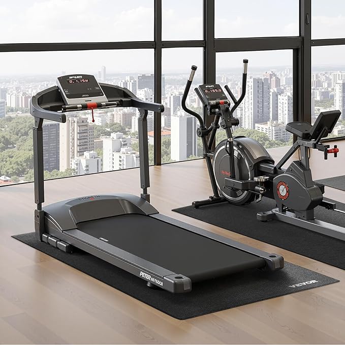 VEVOR Treadmill Mat for Carpet Floor, Exercise Equipment Mat for Treadmills, Stationary & Recumbent Bikes, High Density PVC Floor Protector Gym Mats, Waterproof and Non-Slip for Home Gym