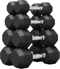 Rubber Coated Hex Dumbbell Weight Set, Multiple Sizes Exercise & Fitness Dumbbells,100LB Set,110LB Set,200LB,350LB,450LB,550LB, 35-50Lbs Pairs for Muscle Toning, Strength Building & Full Body Workout