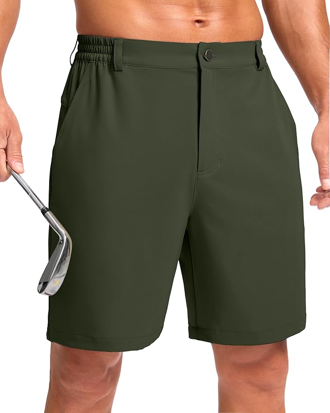 Pudolla Men's Casual Shorts 7"/9" Lightweight Golf Shorts with 3 Pockets Stretch Quick Dry Comfy Work Shorts