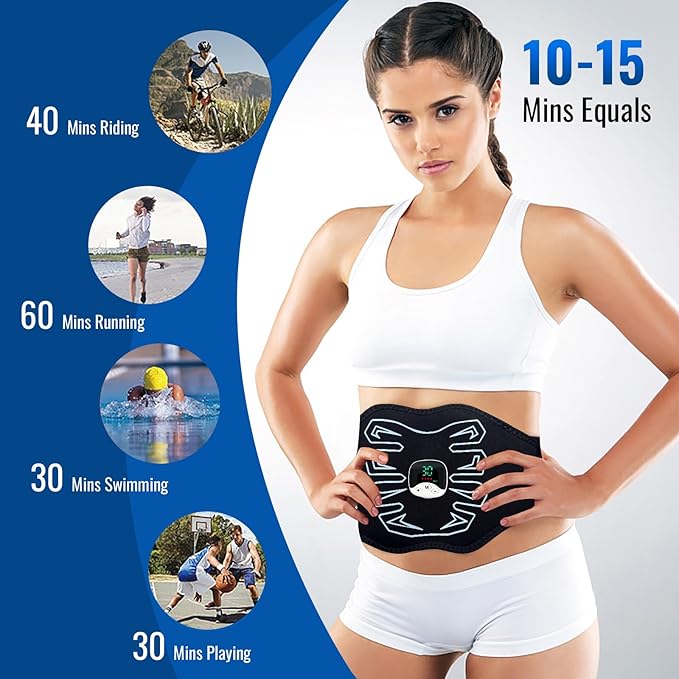 Abs Stimulator, EMS Muscle Stimulator for Gym Home Office, Abdominal Toning Belt Electric Ab Stimulator for Men Women