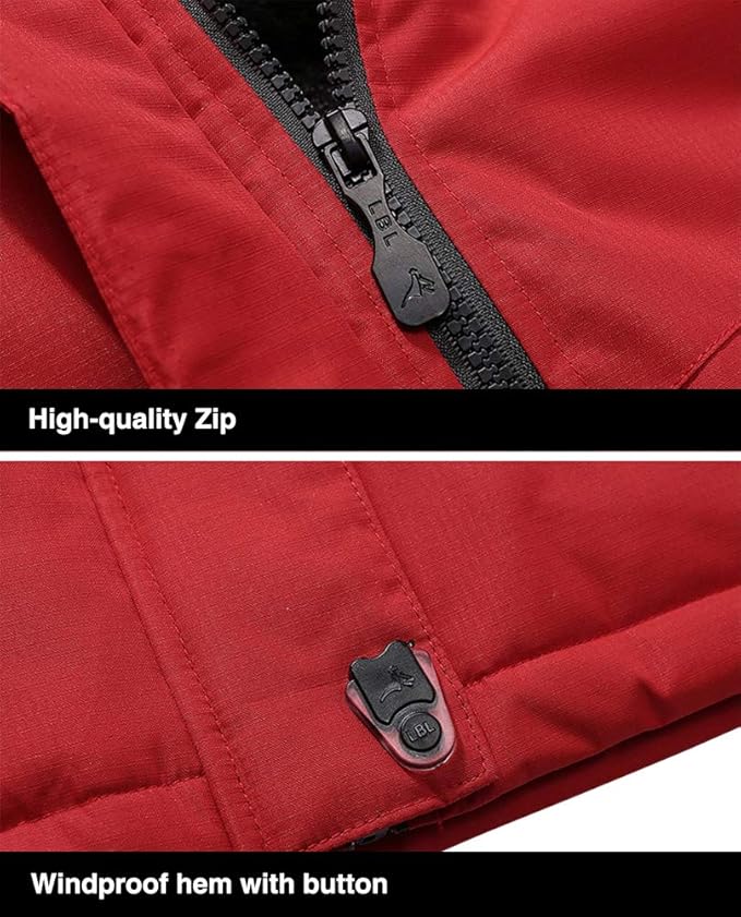 MAGCOMSEN Men's Winter Coats Water Resistant Ski Snow Jacket Warm Fleece Jacket Parka Raincoats With Multi-Pockets