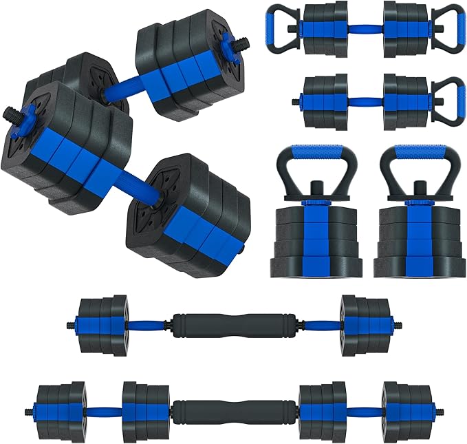 VIVITORY Dumbbell Sets Adjustable Weights, Free Weights with Connector, Non-Rolling Adjustable Dumbbell Set, Barbell for Home Gym, Hexagon, Cement Mixture
