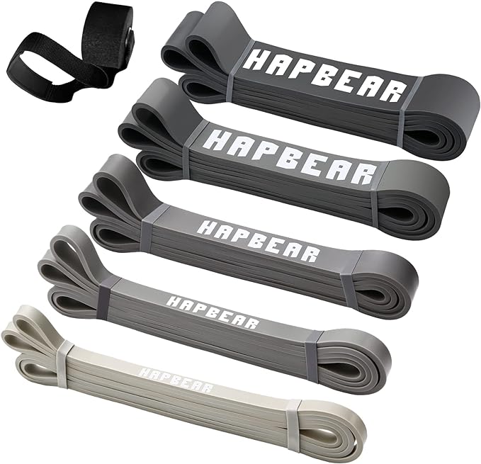 HAPBEAR Pull Up Assistance Bands Set of 5 - Resistance Bands for Working Out, Stretching, Physical Therapy, Muscle Training