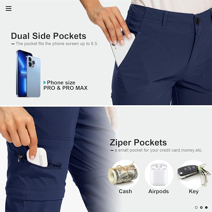Women's Hiking Pants Convertible Zip Off Lightweight Quick Dry Outdoor Travel Camping Safari fising Pants