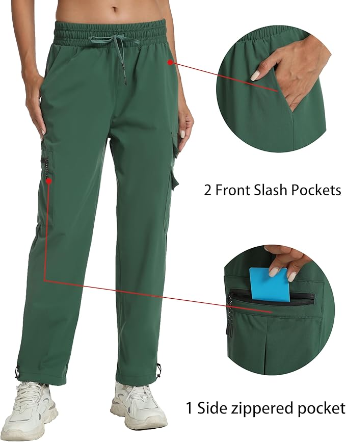 Women's Hiking Pants with Pockets - Travel Lounge Outdoor Quick Drying Lightweight Water Resistant Joggers