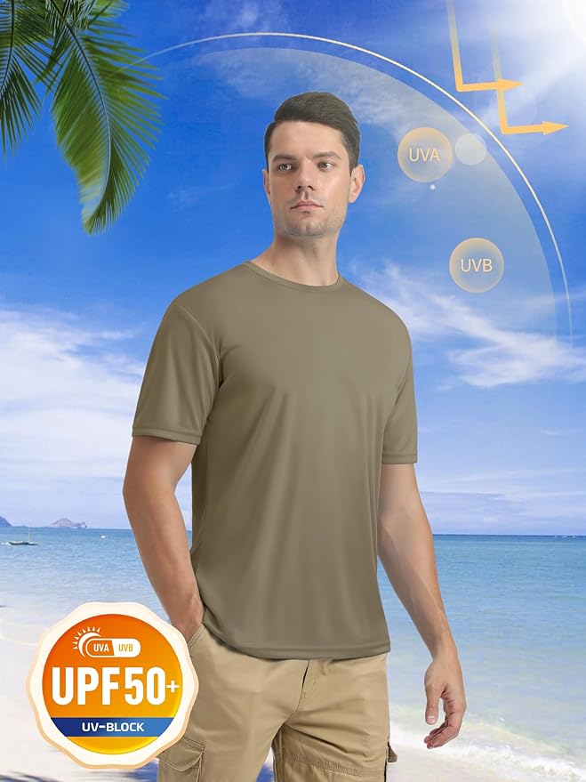 MAGCOMSEN Men's Short Sleeve UPF 50+ T-Shirt Quick Dry Rash Guard Athletic Running Swim Top Tee Performance Water Shirts