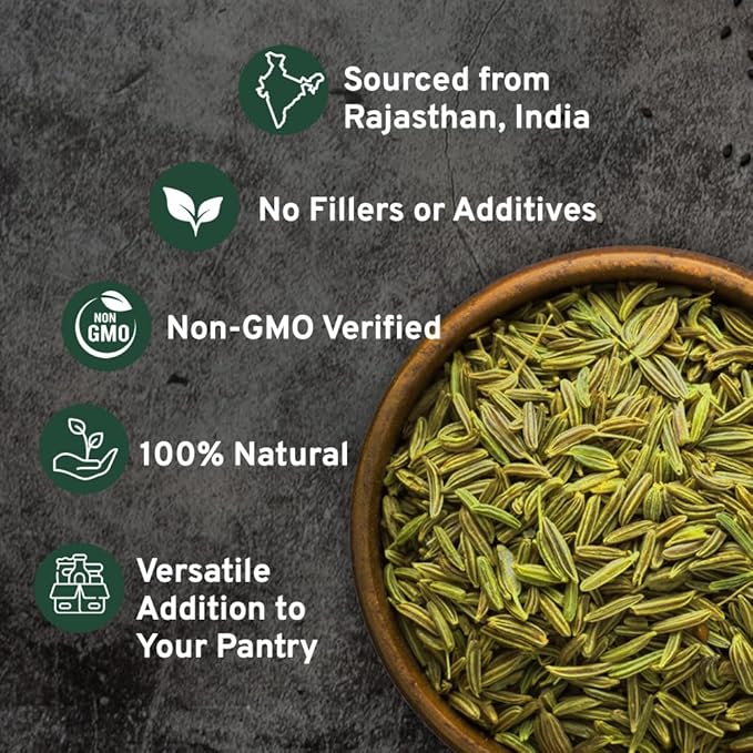 Fennel Seeds (397g/14oz) Tested for Quality | Raw Fennel Seed | Perfect for Cooking, Teas, Smoothies & Lattes | Bulk Whole Seeds in Resealable Zip Lock Pouch