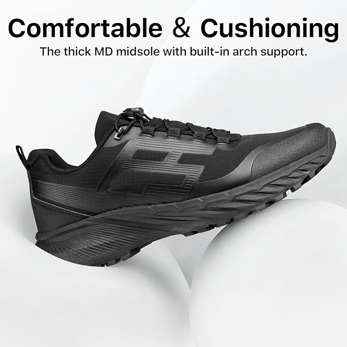 FREE SOLDIER Men's Trail Running Hiking Tactical Shoes - Breathable Lightweight Non-Slip Outdoor Sneakers for Walking Gym Backpacking Athletic Shoes