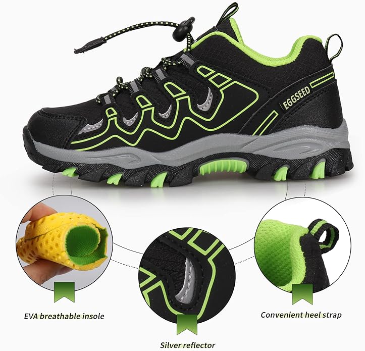 Boys Girls Hiking Trail Shoes Waterproof Slip Resistant Outdoor Trekking Walking Running Sneakers(Little/Big Kids)