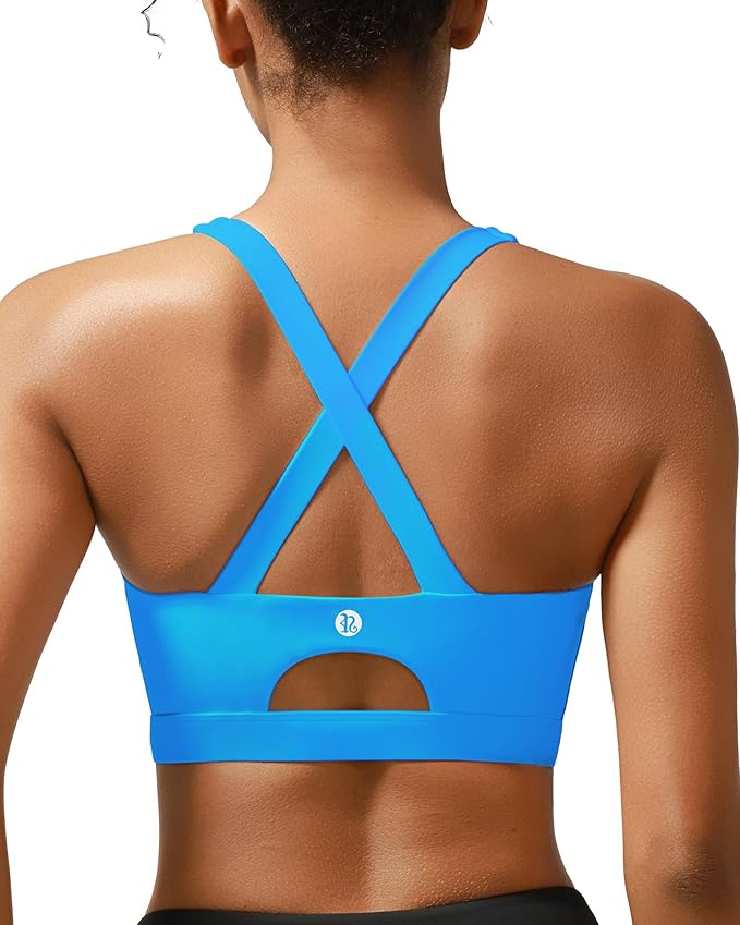 RUNNING GIRL Sports Bra for Women High Support Molded Cup Strappy Running Sports Bras with Sewn in Pads