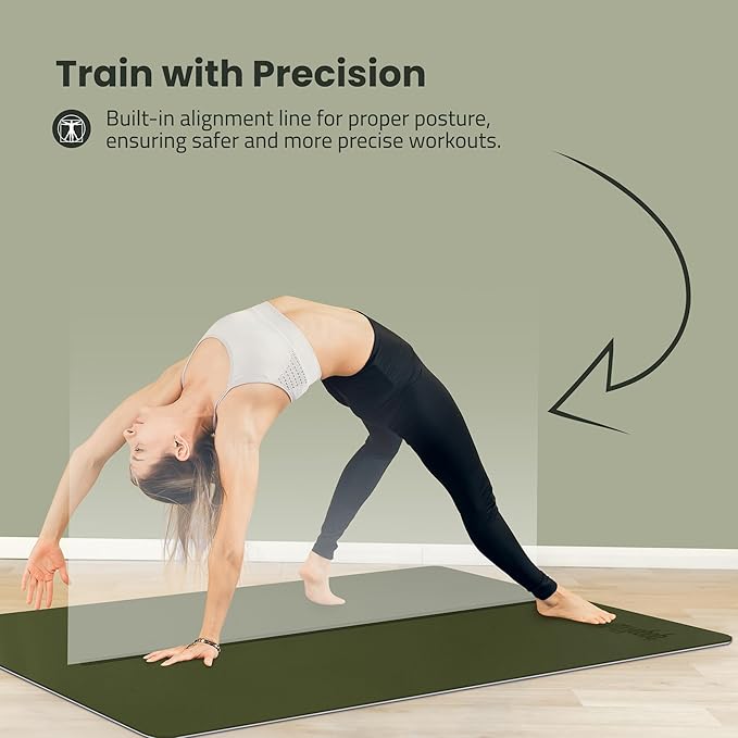 Extra Wide Yoga Mat for Men Women (72"L x 36"W) Non Slip Fitness & Exercise Mat with Alignment Marks for Yoga, Pilates, Floor Workouts