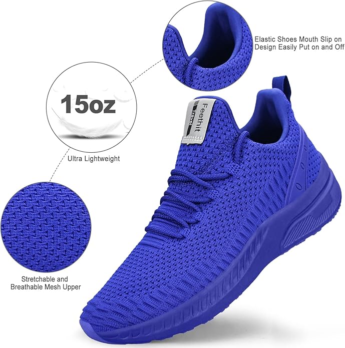 Feethit Mens Slip On Walking Shoes Blade Tennis Shoes Non Slip Running Shoes Lightweight Workout Shoes Breathable Mesh Fashion Sneakers