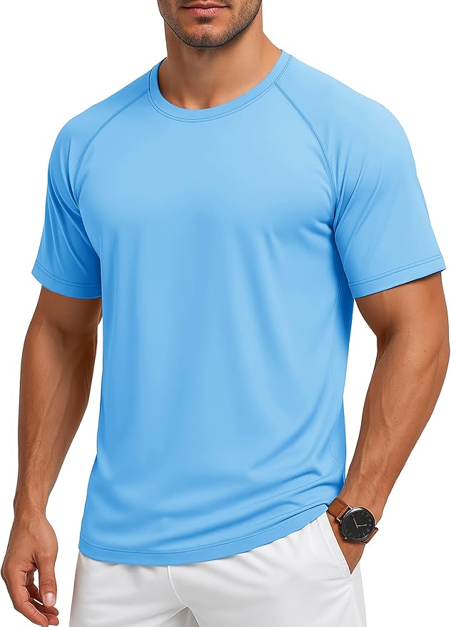 MAGCOMSEN Men's Short Sleeve UPF 50+ Sun Protection Shirts Quick Dry Athletic T-Shirt Hiking Running Swimming Rash Guard