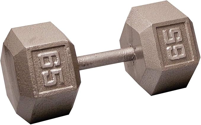 Body-Solid Cast Iron Hexagon Dumbbell, Hand Weights For Men and Women, Weight Dumbbells for Strength Training, Body Building Home Gym Training Gear