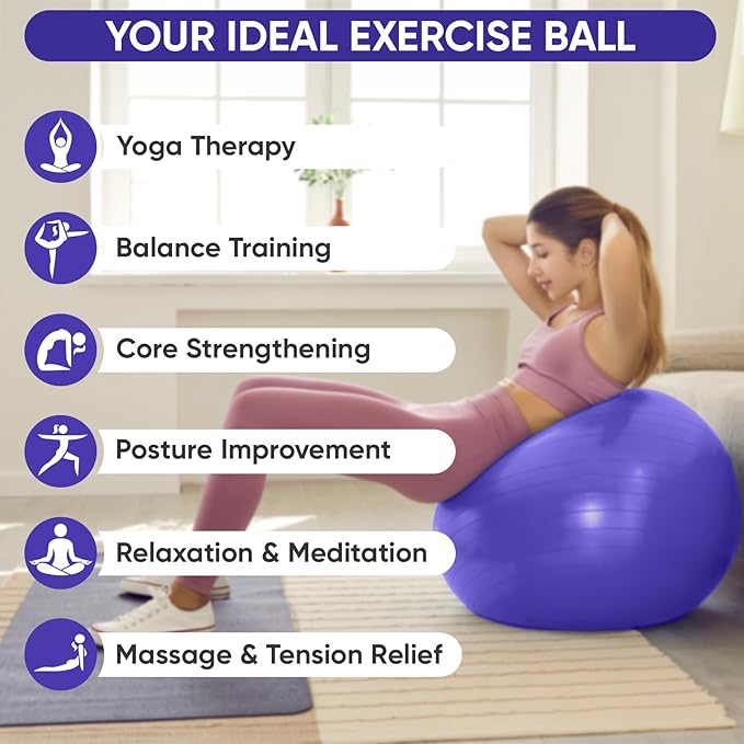 APEXUP Yoga & Pilates Ball - Anti Slip Heavy Duty Gym Ball for Fitness, Balance & Core Workout