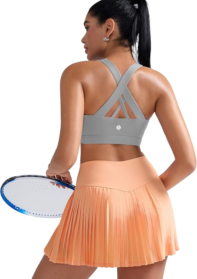 RUNNING GIRL Sports Bra for Women, Criss-Cross Back Padded Strappy Sports Bras Medium Support Yoga Bra with Removable Cups