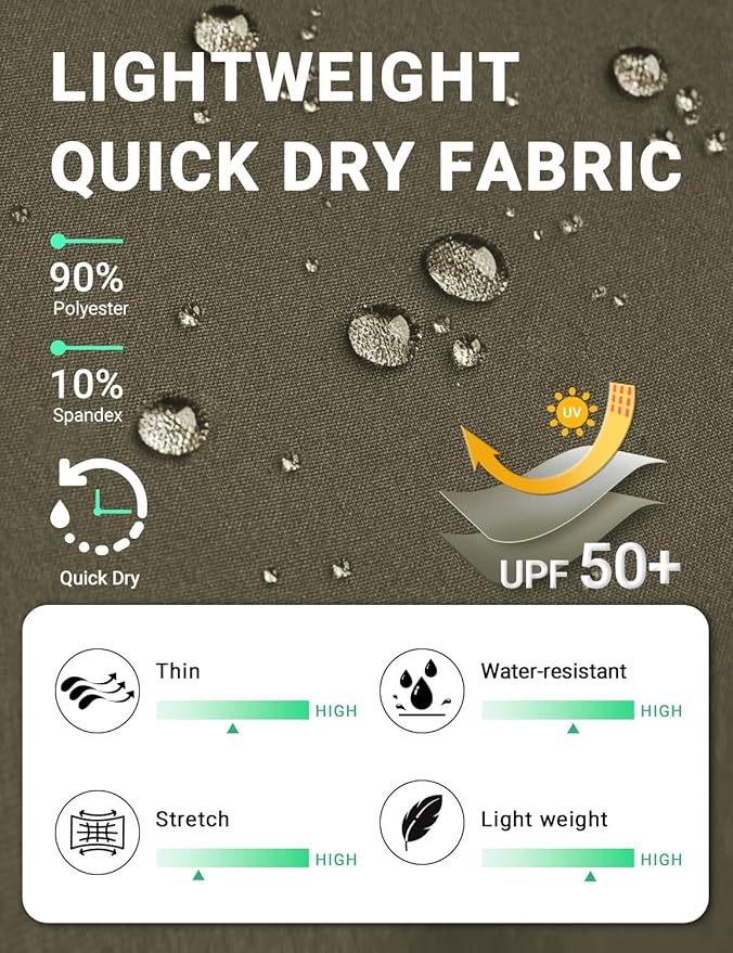 BVVU Women's Hiking Pants Lightweight Quick Dry Travel Outdoor Pants Waterproof Work Cargo Joggers with Zipper Pockets
