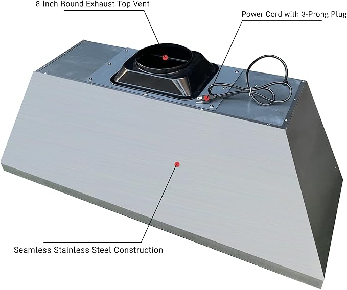 CT Copper Tailor Sloped Copper Vent Hood Wall Mount,60'' W,48''H,1260 CFM Exhaust Fan,Stainless Steel Vent,LED Light,Dishwasher-Safe Baffle Filters,VH8TR1