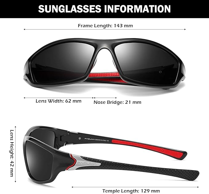 FAGUMA Sports Polarized Sunglasses For Men Cycling Driving Fishing UV400 Protection