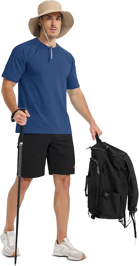 MAGCOMSEN Men's Short Sleeve UPF 50+ Sun Protection Shirts Quick Dry Athletic T-Shirt Hiking Running Swimming Rash Guard