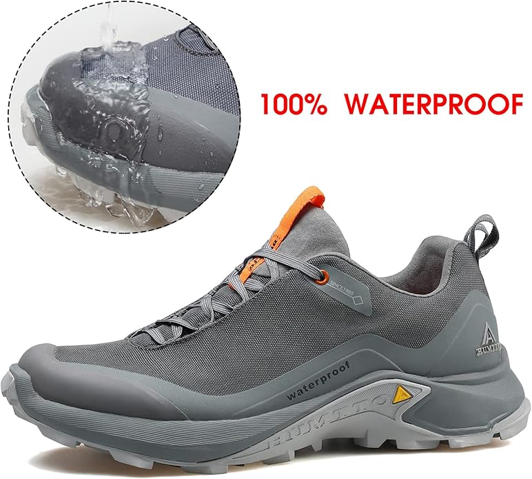 HUMTTO Men's All-Terrain Waterproof Hiking Shoes Lightweight Breathable Trekking Anti Slip Outdoor Trails Shoes