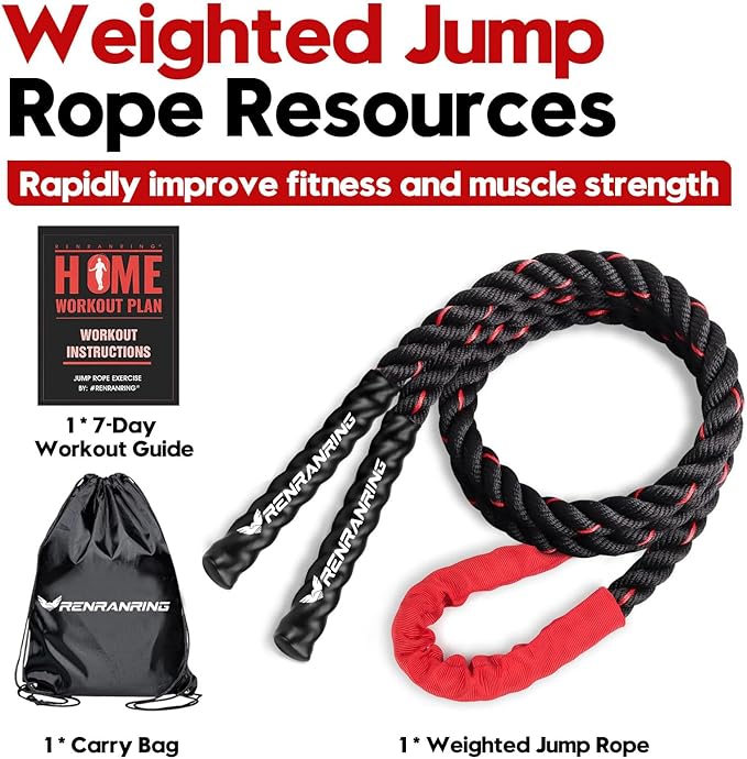 Weighted Jump Rope for Men and Women, 3lb 4lb 5lb Adult Heavy Skipping Rope, Jumprope for Fitness,Workout Equipment, Fitness Equipment for Home Gym Exercise,Improve Strength and Building Muscle
