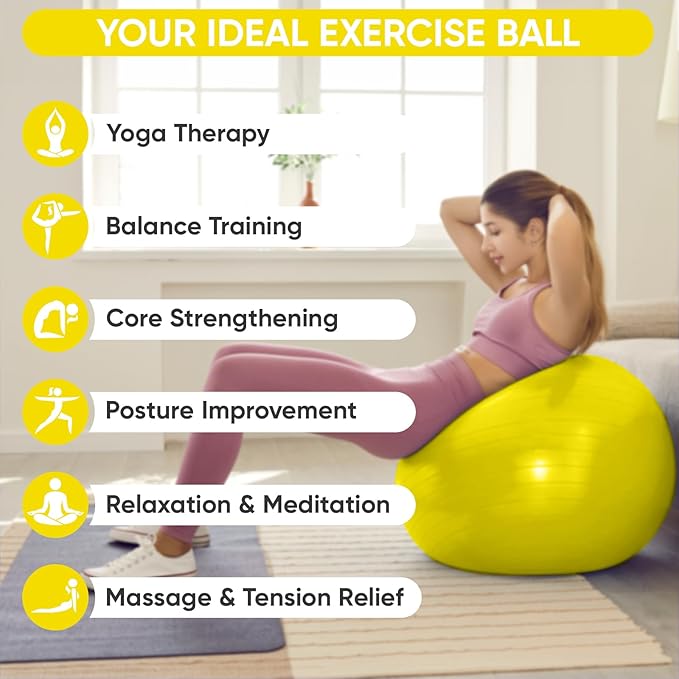 APEXUP Yoga & Pilates Ball - Anti Slip Heavy Duty Gym Ball for Fitness, Balance & Core Workout