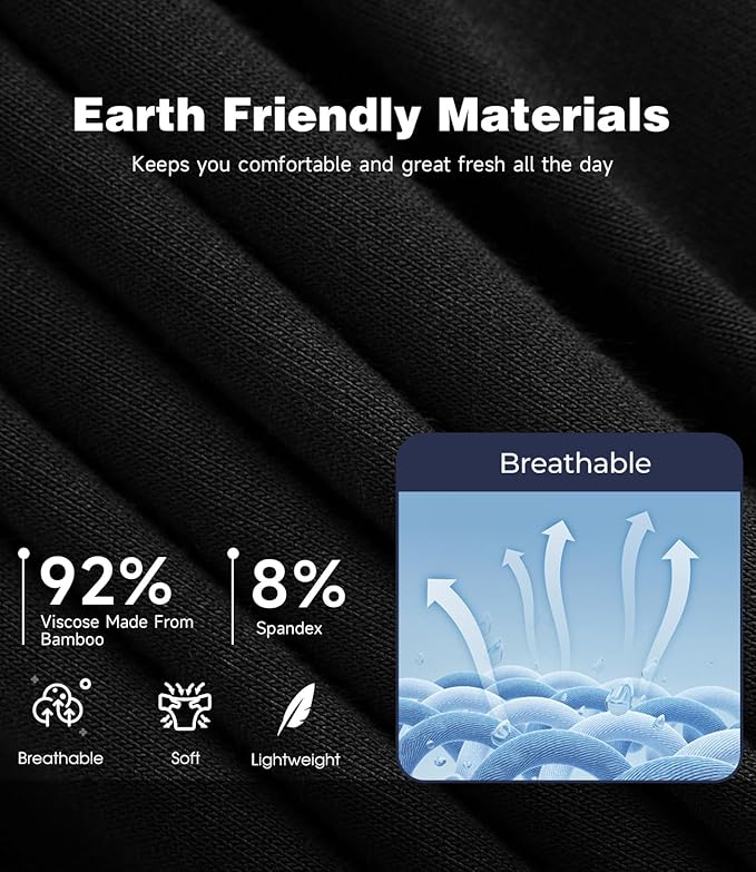 BAMBOO COOL Men's Ultra ComfortSoft Underwear, Moisture Wicking & Breathable No Ride Up Boxer Briefs with Fly, Multipack