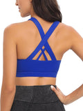 RUNNING GIRL Sports Bra for Women, Criss-Cross Back Padded Strappy Sports Bras Medium Support Yoga Bra with Removable Cups