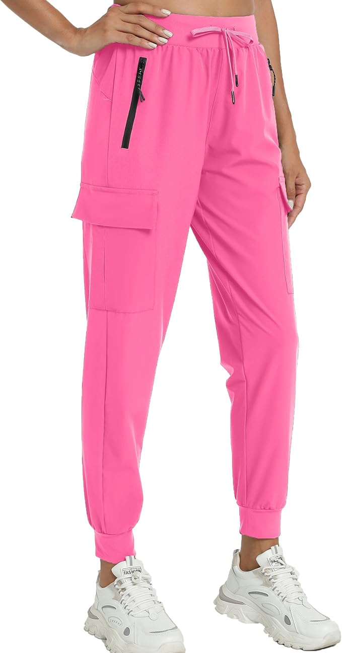Kcutteyg Womens Water Resistant Hiking Pants with Pockets Quick Dry Soft Athletic Workout Joggers Pants for Camping Travel