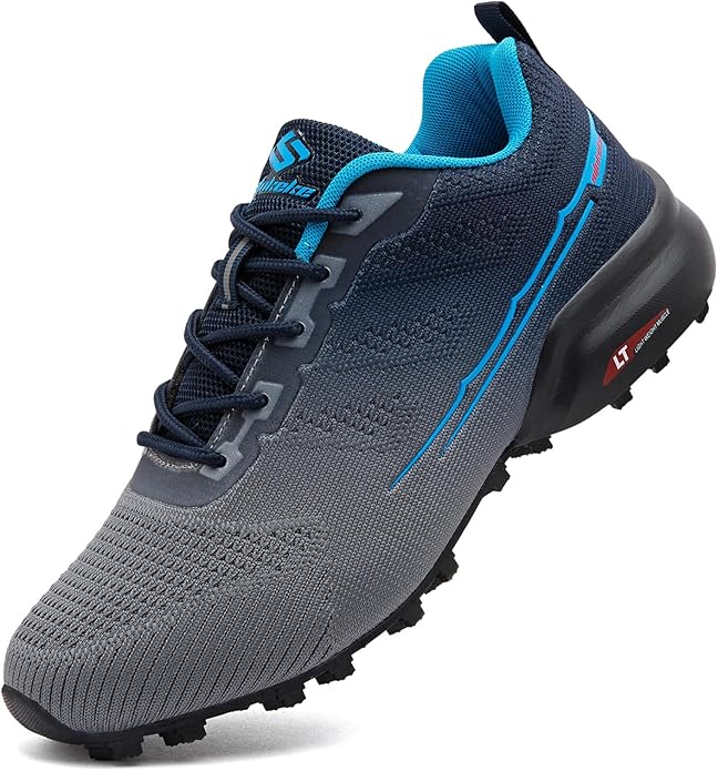 Men's Trail Running Shoes Lightweight Breathable Walking Hiking Sneakers Outdoor Athletic Tennis Cross Training Shoes