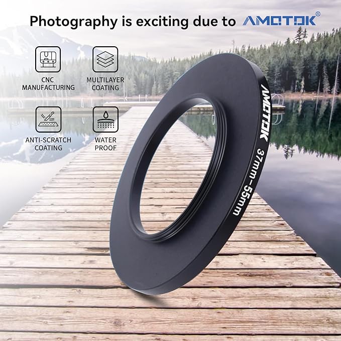 37mm Lens to 55mm Camera Lens Adapter,37mm to 55mm Filter Step up Ring Adapter Ring,Compatible All 55mm Filter Accessory