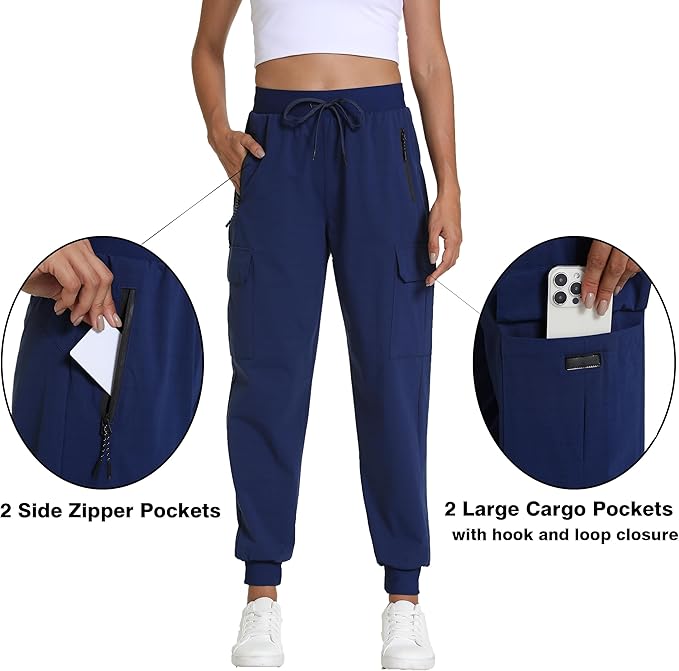 Kcutteyg Womens Water Resistant Hiking Pants with Pockets Quick Dry Soft Athletic Workout Joggers Pants for Camping Travel