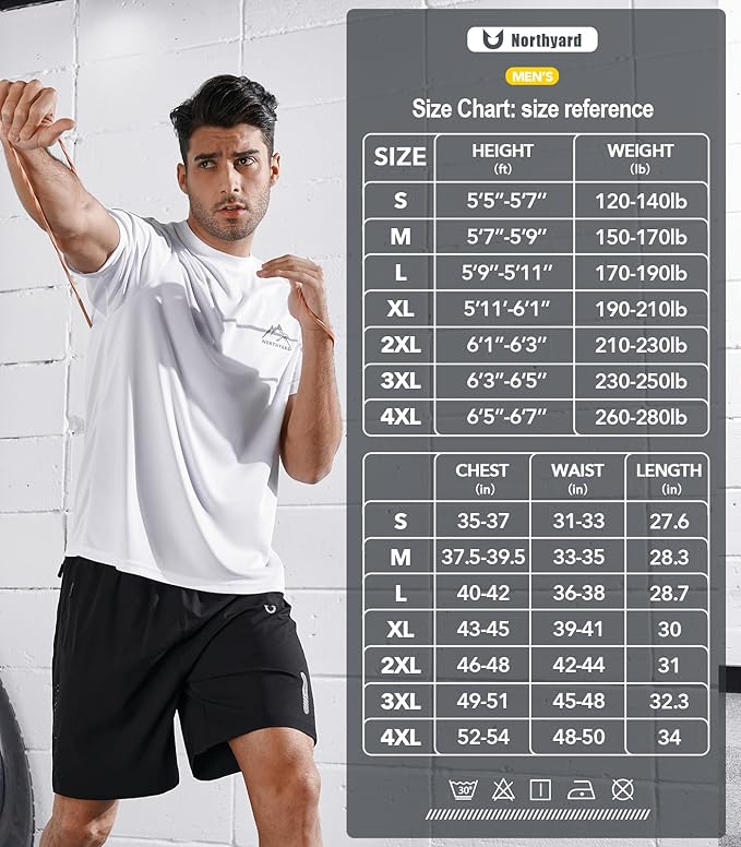 NORTHYARD Men's UPF 50+ Sun Protection Shirts Swim SPF UV Quick Dry Short Sleeve T-Shirts for Athletic Fishing Rash Guard