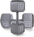 WF Athletic Supply Cast Iron Solid Hexagon Gray/Black Dumbbells, Strength Training Free Weights Set of 2 for Women and Men, Hand Weights Sold by Pairs, Multi-Select Size Options Available