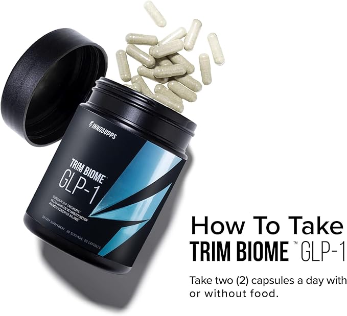 InnoSupps Trim Biome™ GLP-1 | Gut Health + Metabolic Support* | Prebiotic + Probiotic + Postbiotic | Akkermansia + Berberine | 60 Capsules. 30 Servings