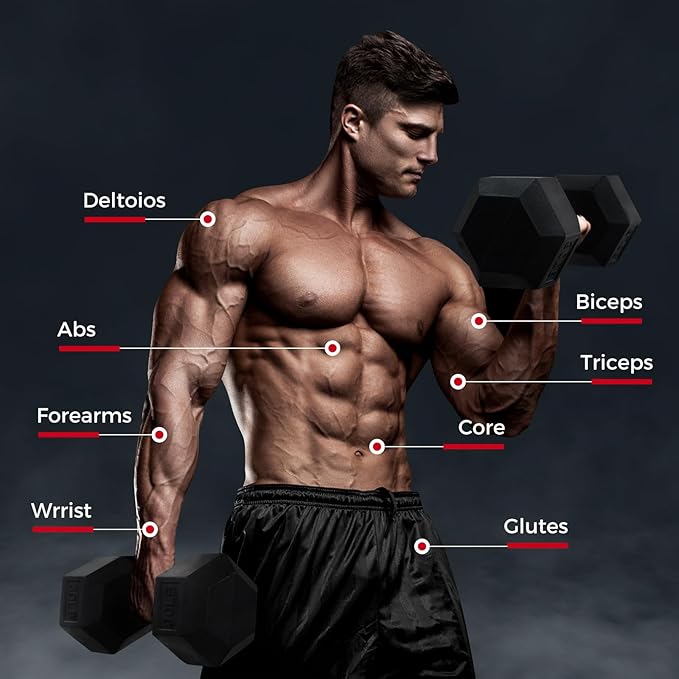 RITFIT 300/350/450/650/180/200/210 LB Rubber Hex Dumbbells Set with Optional Dumbbell Rack, Multi Weight Set to Choose, Ideal for Home Gym and Fitness