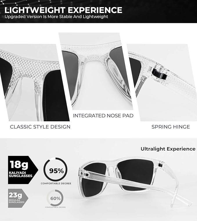 KALIYADI Polarized Sunglasses for Men, Lightweight Sun Glasses with UV Protection for Driving Fishing Golf