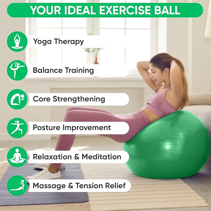APEXUP Yoga & Pilates Ball - Anti Slip Heavy Duty Gym Ball for Fitness, Balance & Core Workout