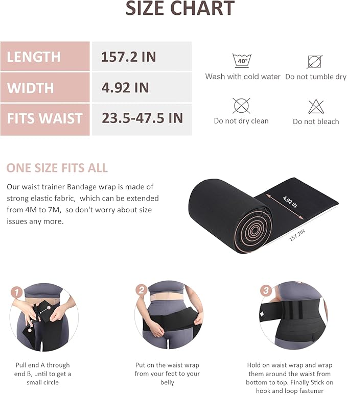 FeelinGirl Waist Trainer for Women Trimmer Belt Waist Cincher Tummy Wrap Plus Size Snatch Me Up Bandage Body Shaper
