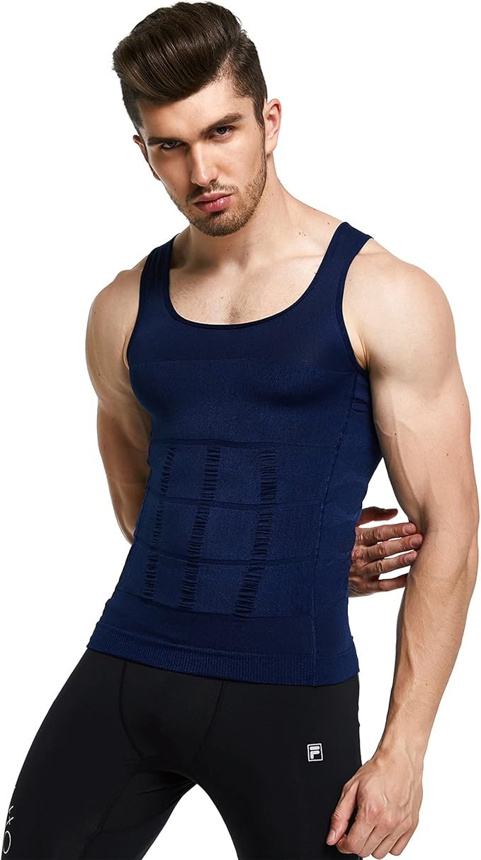 GKVK Mens Slimming Body Shaper Vest Shirt Abs Abdomen Slim