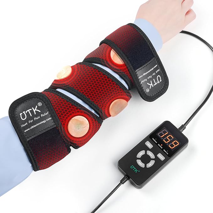 UTK Far Infrared Heating Pad, Heated Wrap with Jade for Arm Joint Elbow, Fast Heating, FSA-HSA Eligible, Hotter to 159℉, 4H Auto Off & Memory Function, 120" Extension Cord,Birthday Gifts for Men Women