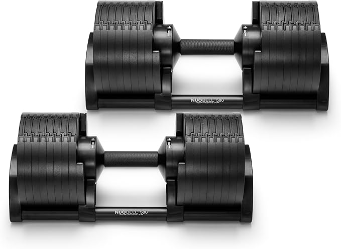 NÜOBELL® Adjustable Dumbbell Set, 5-50 LB or 5-80 LB, Easy Twist 2024-25 Model, All-In-One Weights Set (Pair) for Home, Original Manufacturer
