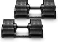NÜOBELL® Adjustable Dumbbell Set, 5-50 LB or 5-80 LB, Easy Twist 2024-25 Model, All-In-One Weights Set (Pair) for Home, Original Manufacturer