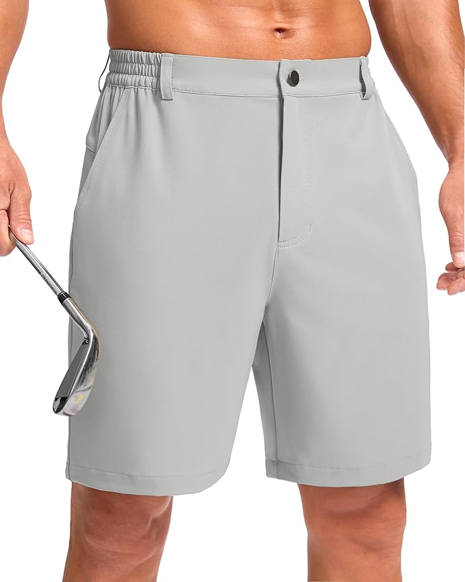 Pudolla Men's Casual Shorts 7"/9" Lightweight Golf Shorts with 3 Pockets Stretch Quick Dry Comfy Work Shorts